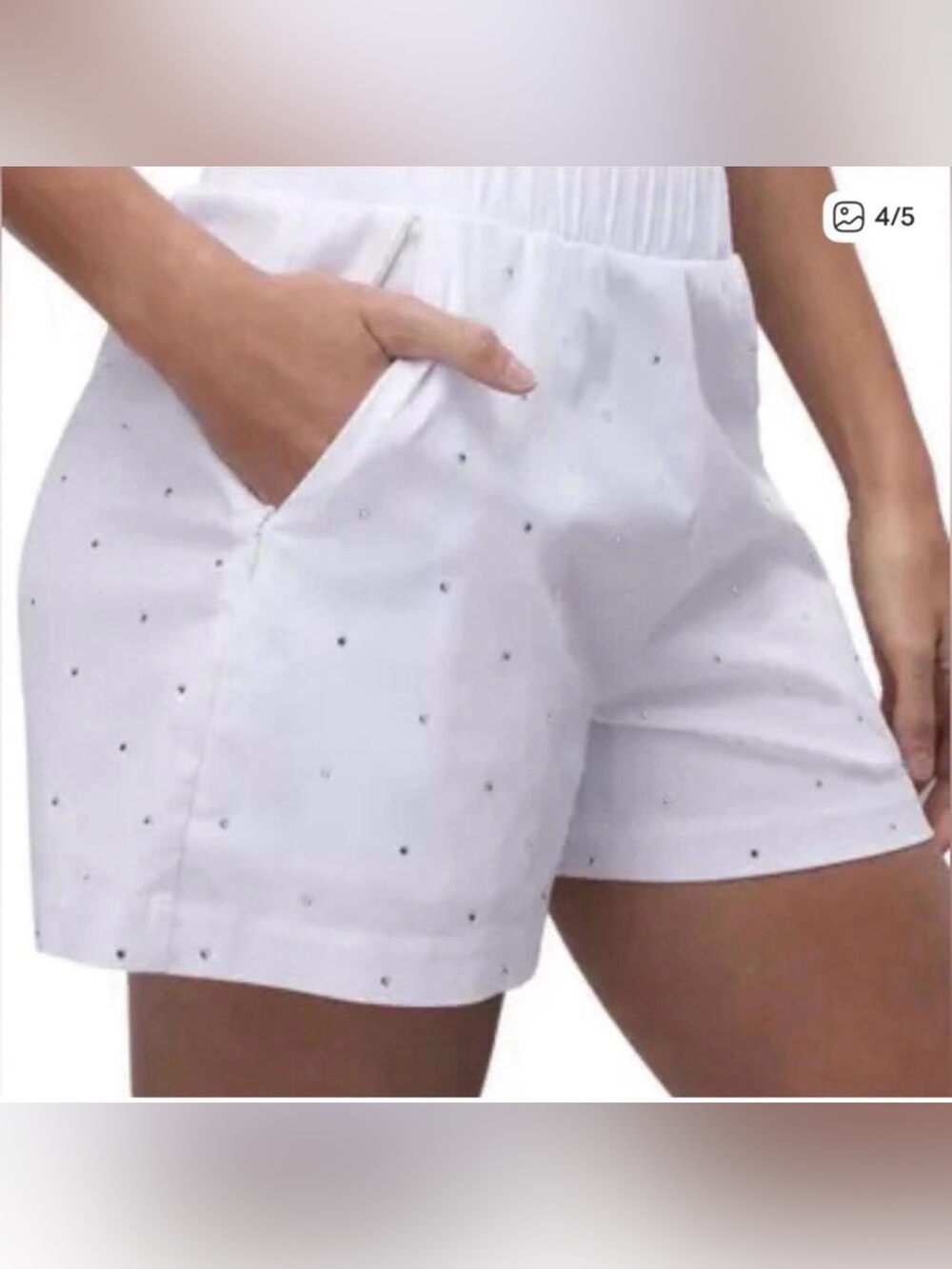 Good American White Shorts with crystals